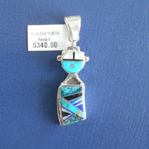 Inlay Round Face Yei Pendant, Native American